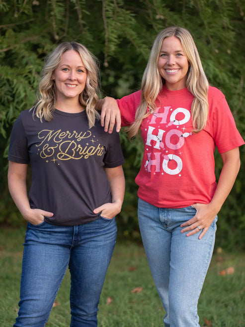 Southern Fried “Ho Ho Ho” Lightbulb Tee-Red