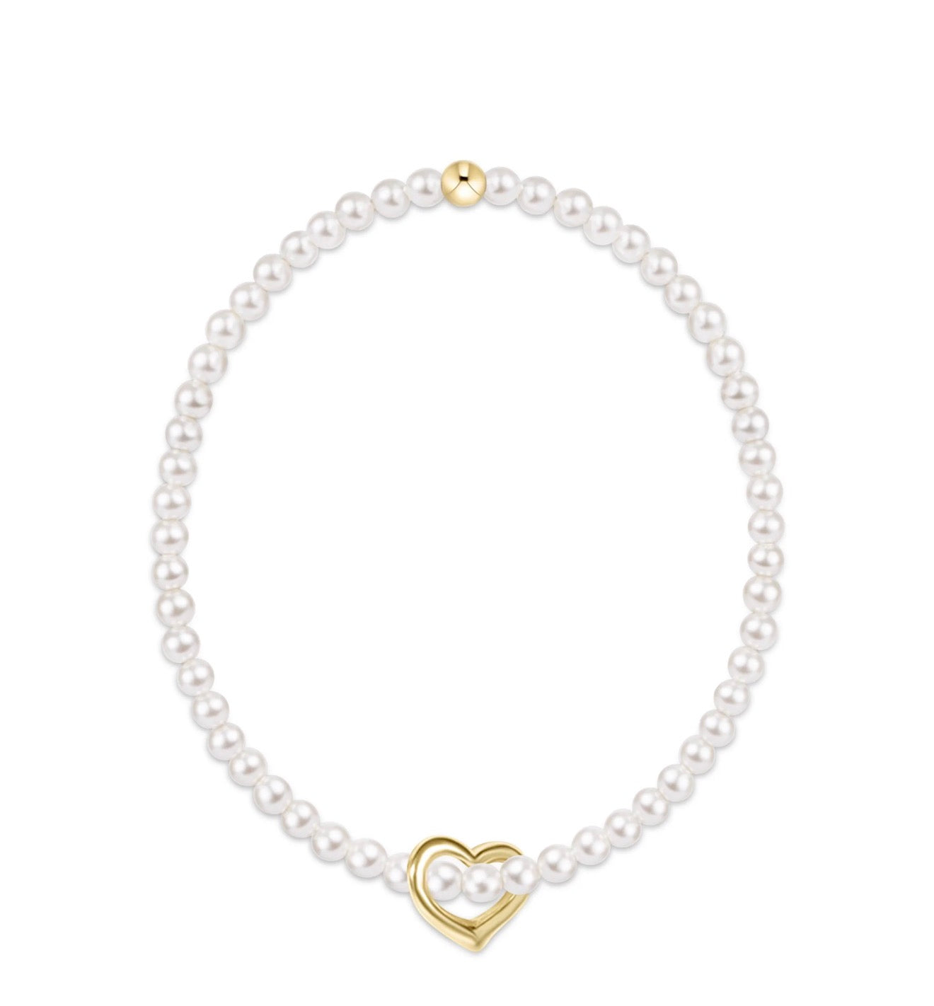 Enewton "Classic Pearl" 3mm Bead Bracelet-Love Gold Charm