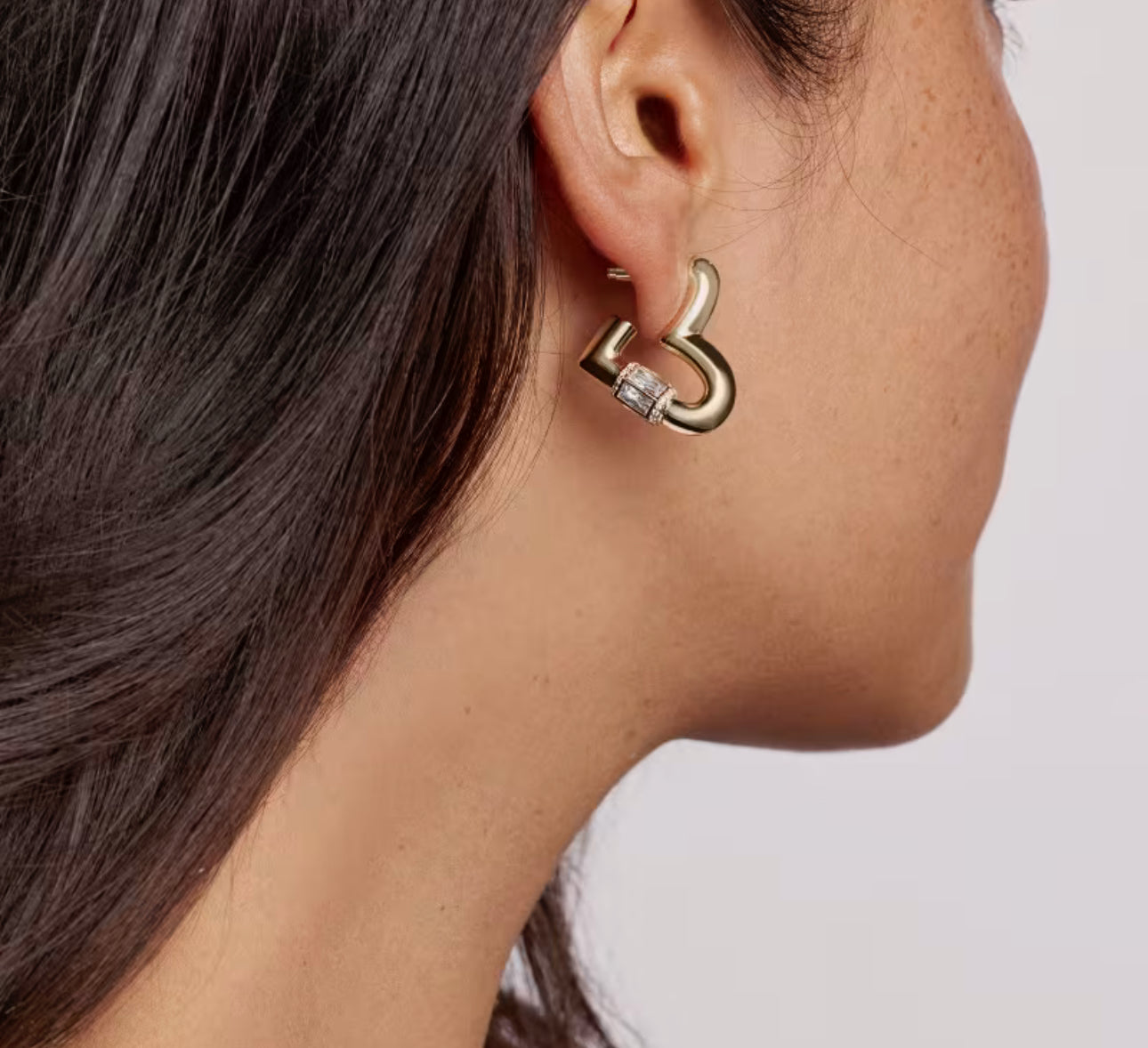 Kendra Scott Emery Heart Hoop Earring-Gold White CZ