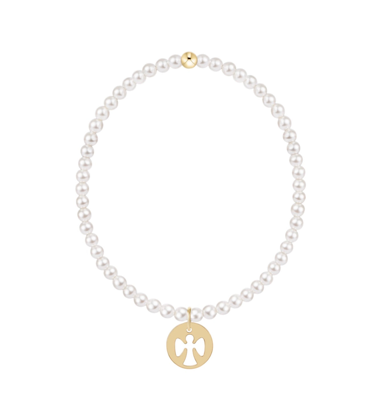 Enewton EGIRL “Classic Pearl” 3mm Bead Bracelet- Guardian Angel Gold Disc