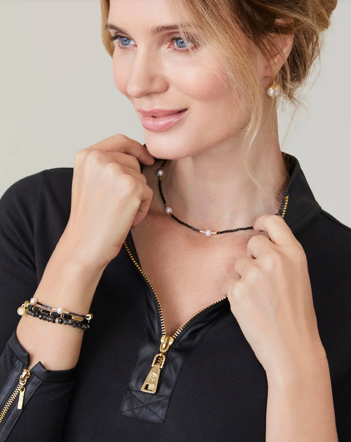 Spartina 449 Sparkle Stretch Bracelet Stack- Black