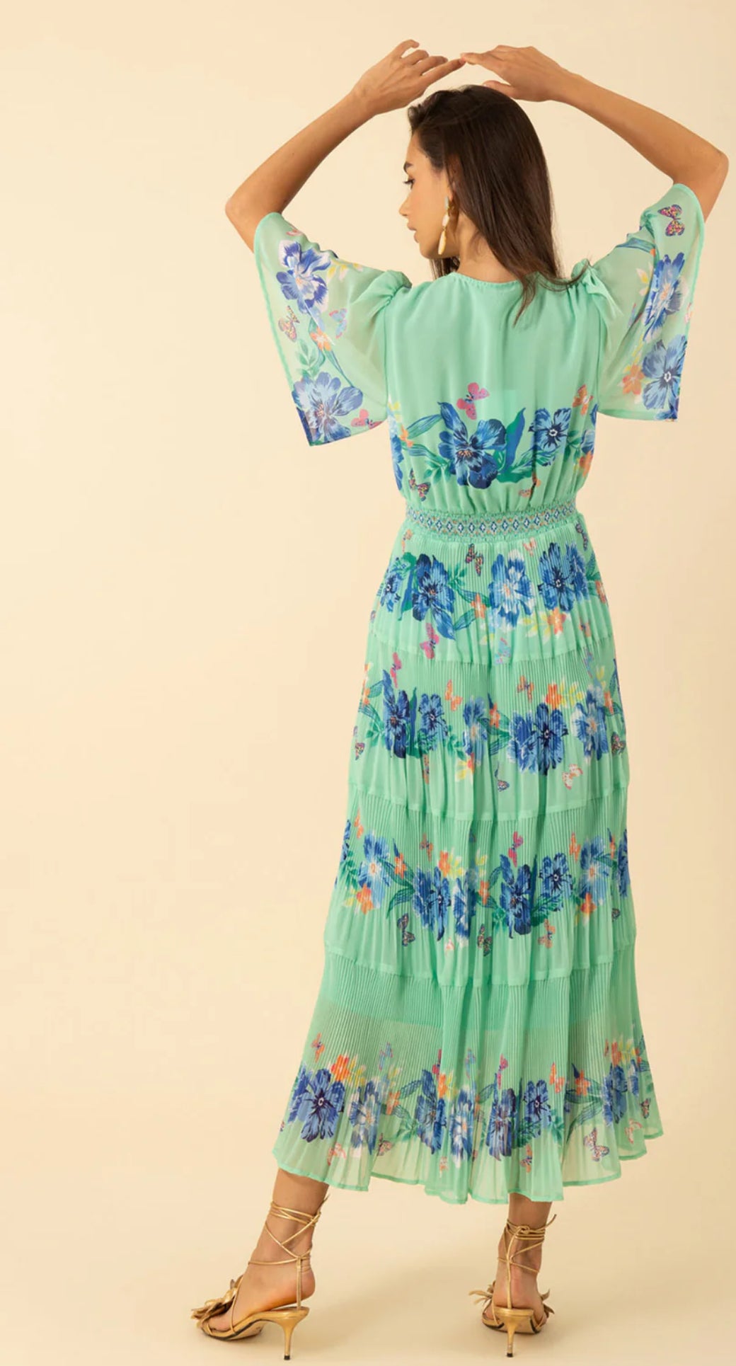 Hale Bob “Angie” Chiffon Maxi Dress-Mint
