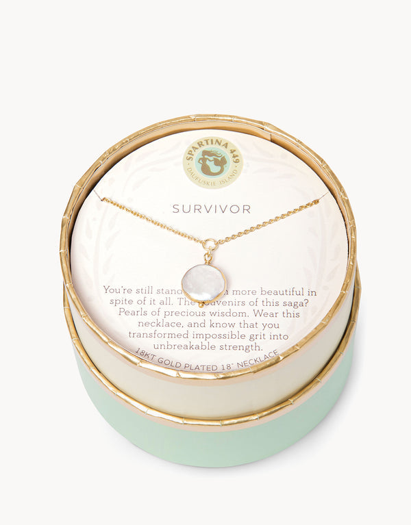 Spartina 449 SLV Necklace-Survivor/Coin Pearl