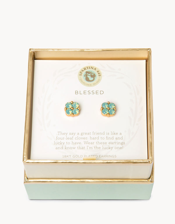 Spartina 449 Sea La Vie Stud Earrings - Blessed/Sea Foam Clover
