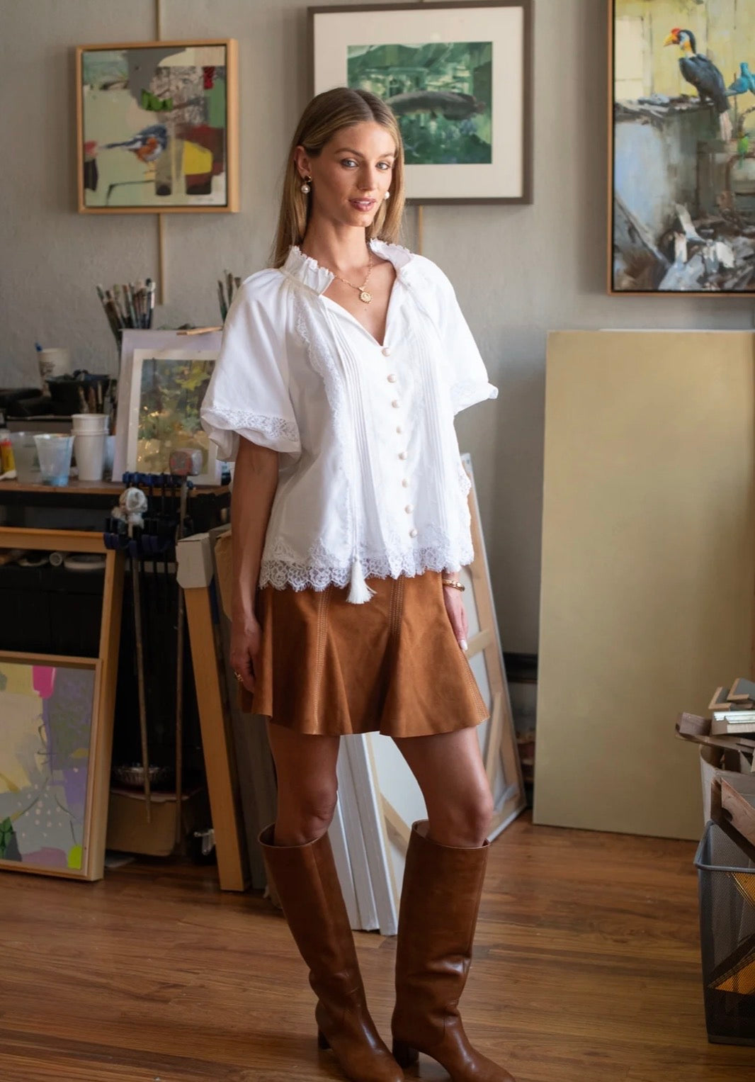 Elizabeth James “Kit” Short Sleeve Top-Solid White