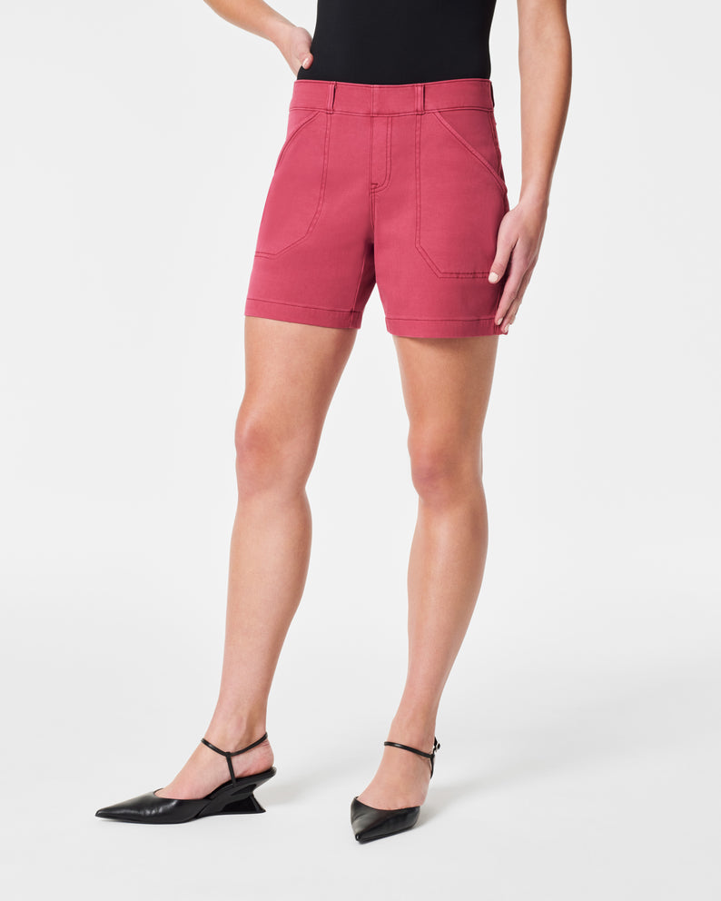 Spanx Stretch Twill Shorts, 6"-Wild Rose