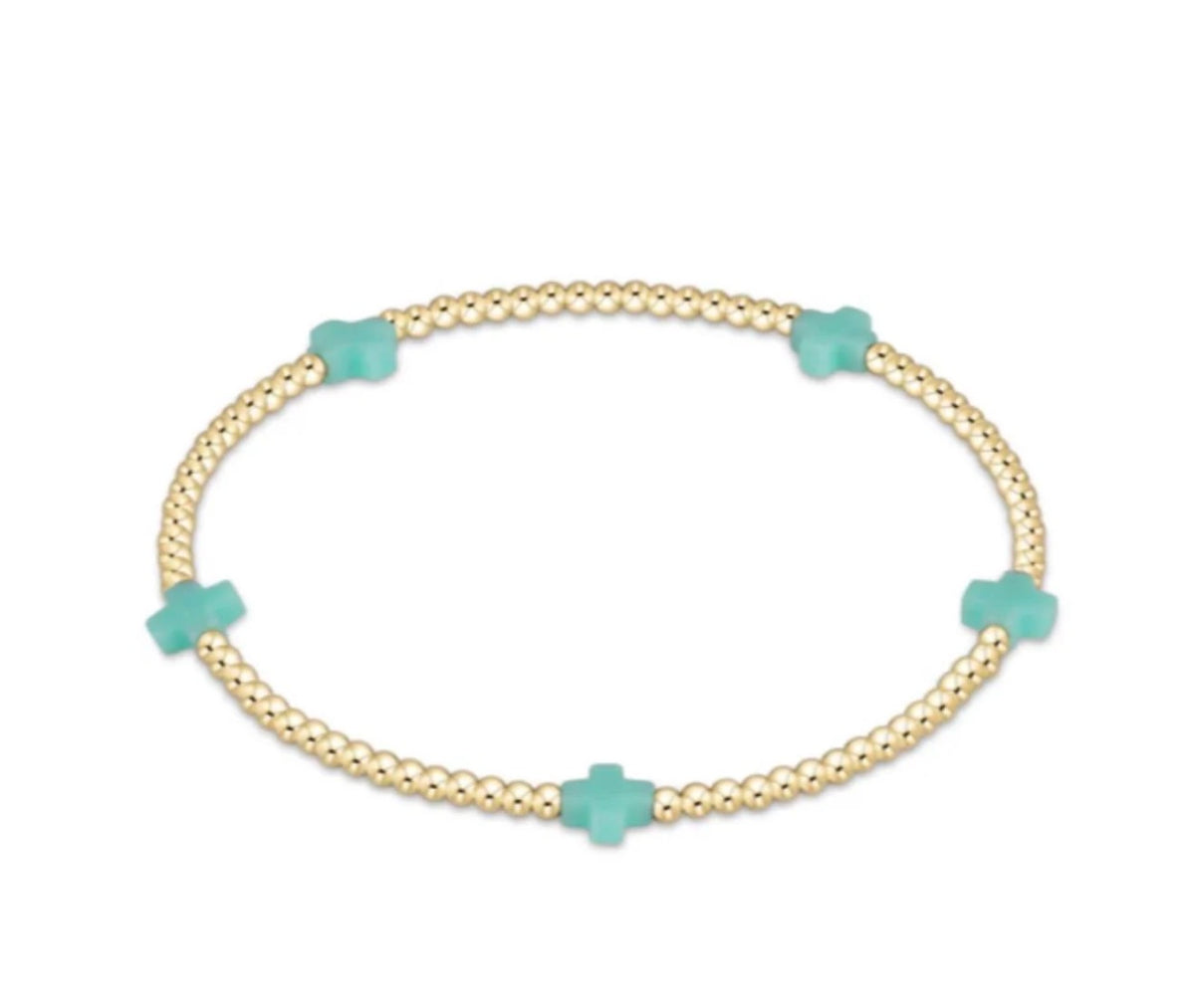 Enewton EGIRL "Signature Cross" Small Gold Pattern 2mm Bead Bracelet-Mint