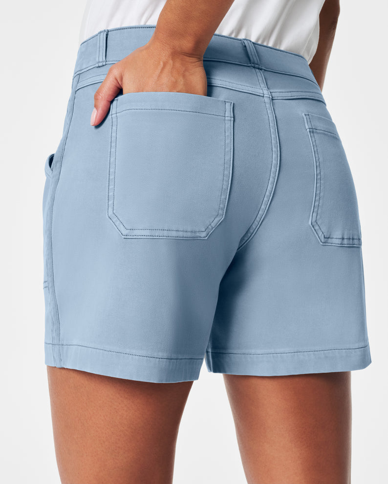 Spanx Stretch Twill Shorts, 6"-Mountain Blue
