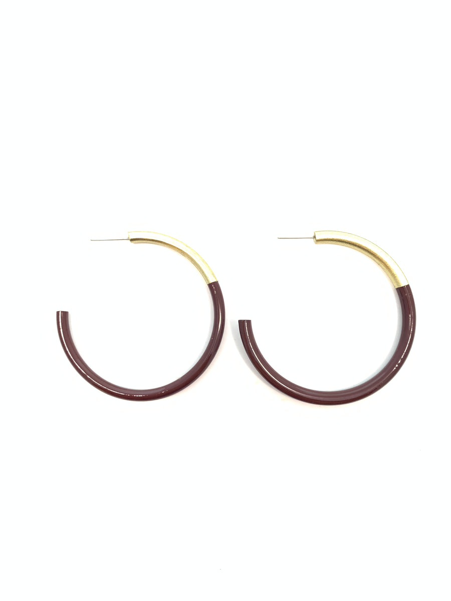 Accessory Jane "Liz" Large Hoops-Dark Maroon