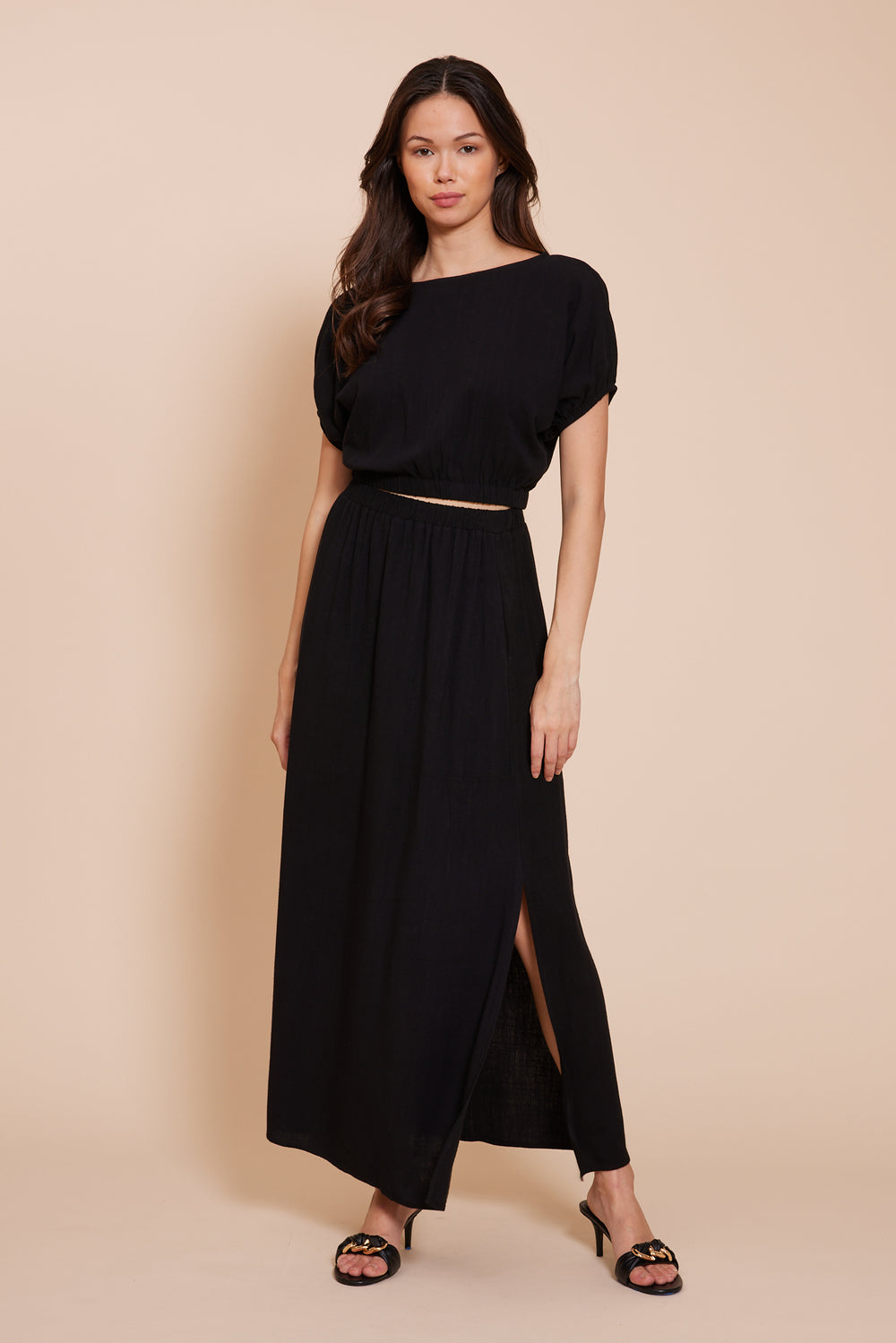 Lucy Paris "Sen" Linen Skirt-Black