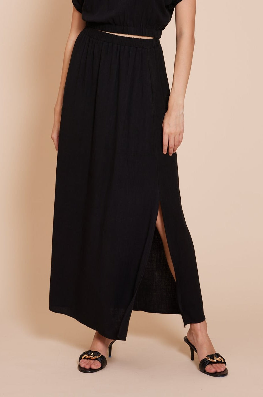 Lucy Paris "Sen" Linen Skirt-Black