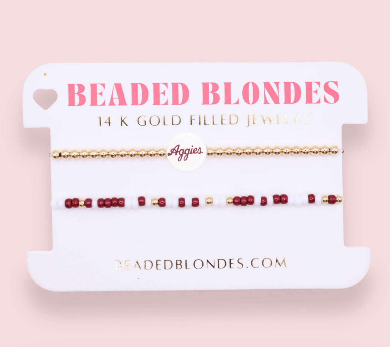Beaded Blondes "TAMU/Aggies Logo" Sprinkle Bracelet Stack-Standard 6.75"