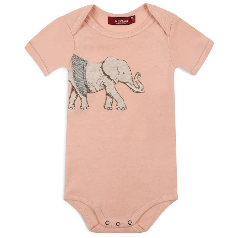 Milkbarn Kids Organic Appliqué One Piece-Tutu Elephant