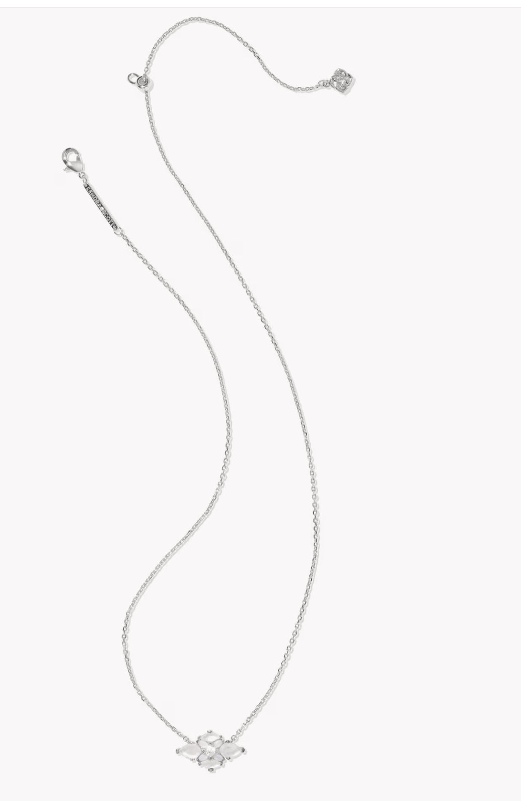 Kendra Scott Abbie Crystal Pendant Necklace-Silver Neutral Mix