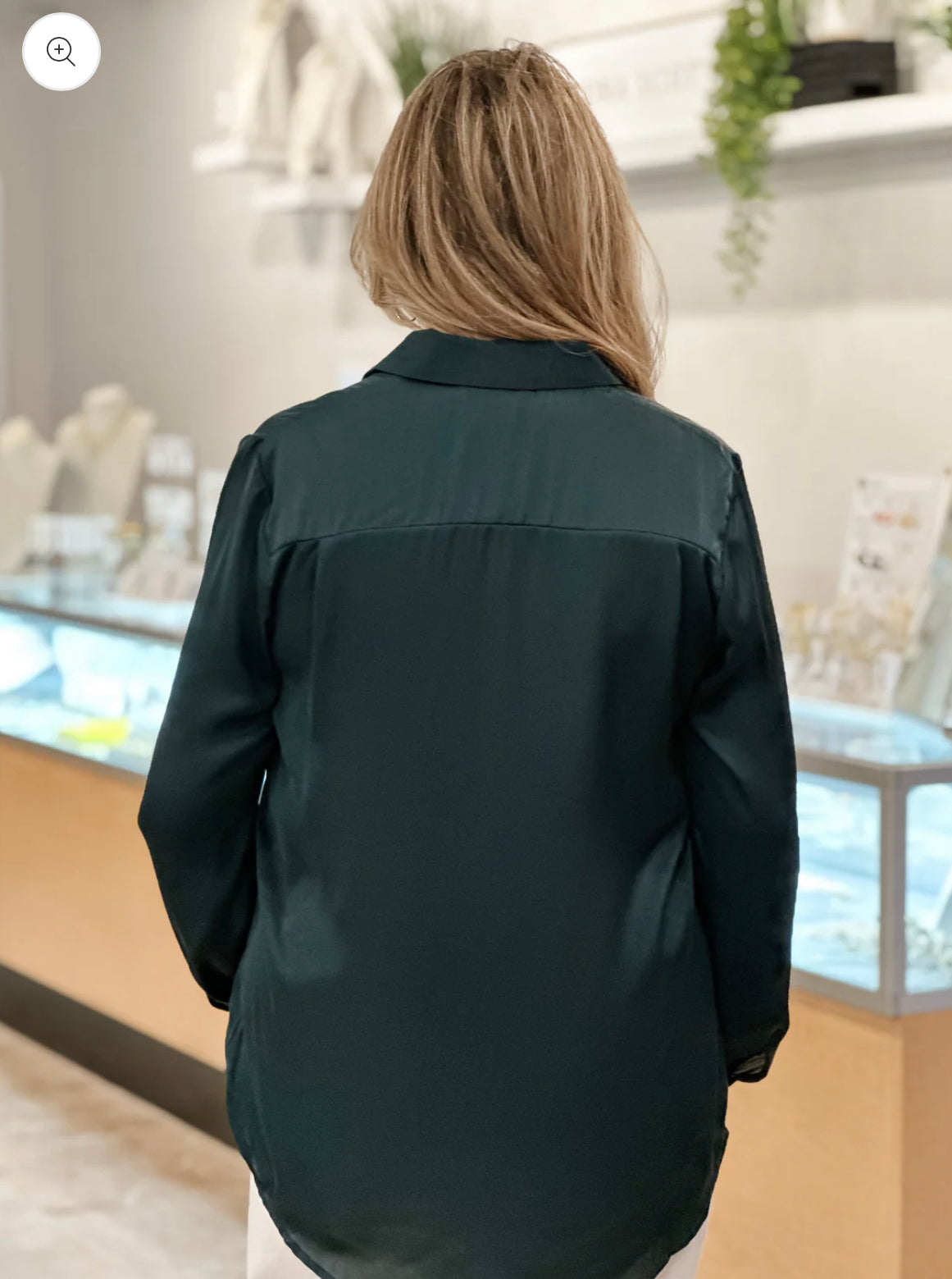 KLD "Lenox" L/S Satin Button Down Shirt-Forest