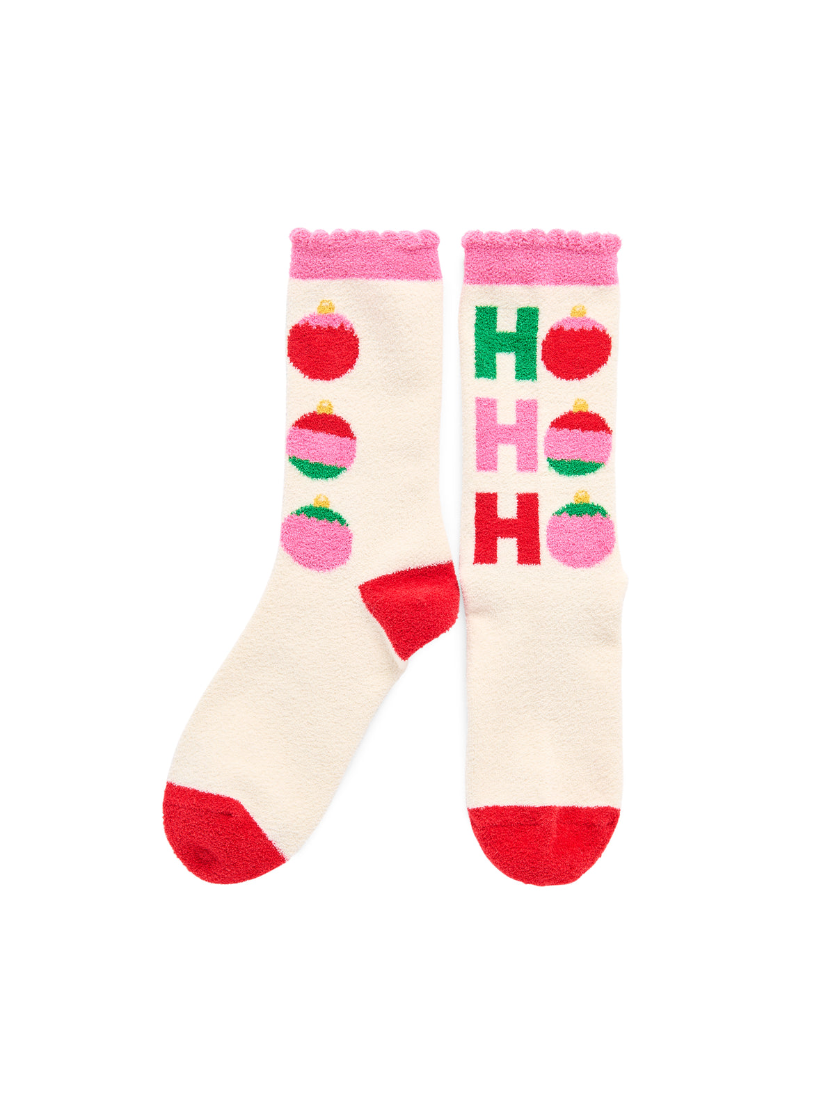 Shiraleah "Ho Ho Ho Ornament" Socks-Ivory