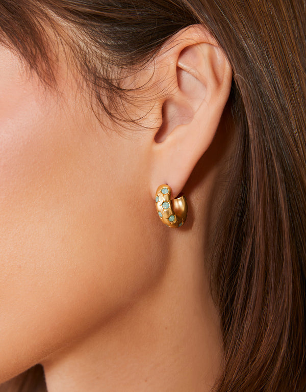 Spartina 449 Chubby Hoop Earrings-Sea Foam