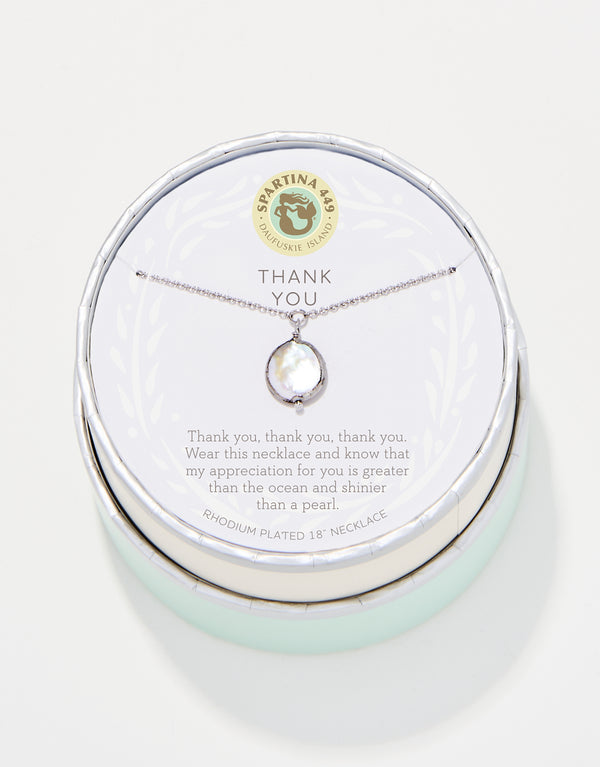 Spartina 449 Sea La Vie Necklace - Thank You/Coin Pearl-Silver