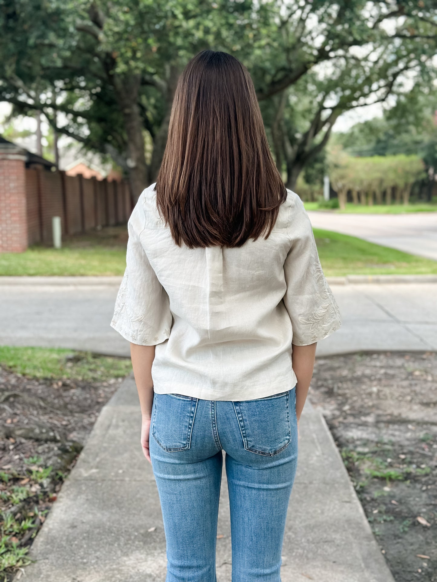Johnny Was Linen Kimono Sleeve Shirt-Winona (Shell)