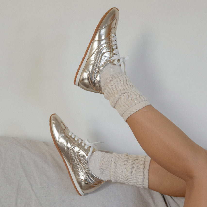 Dolce Vita "Delany" Sneakers -Light Gold Crinkle