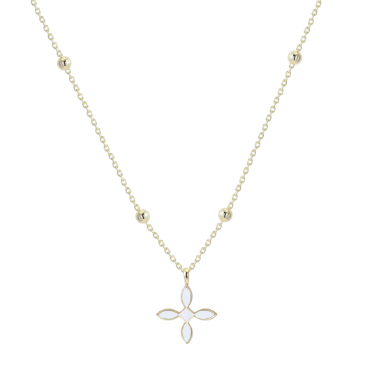 Natalie Wood Design Enamel Cross Drop Necklace - White