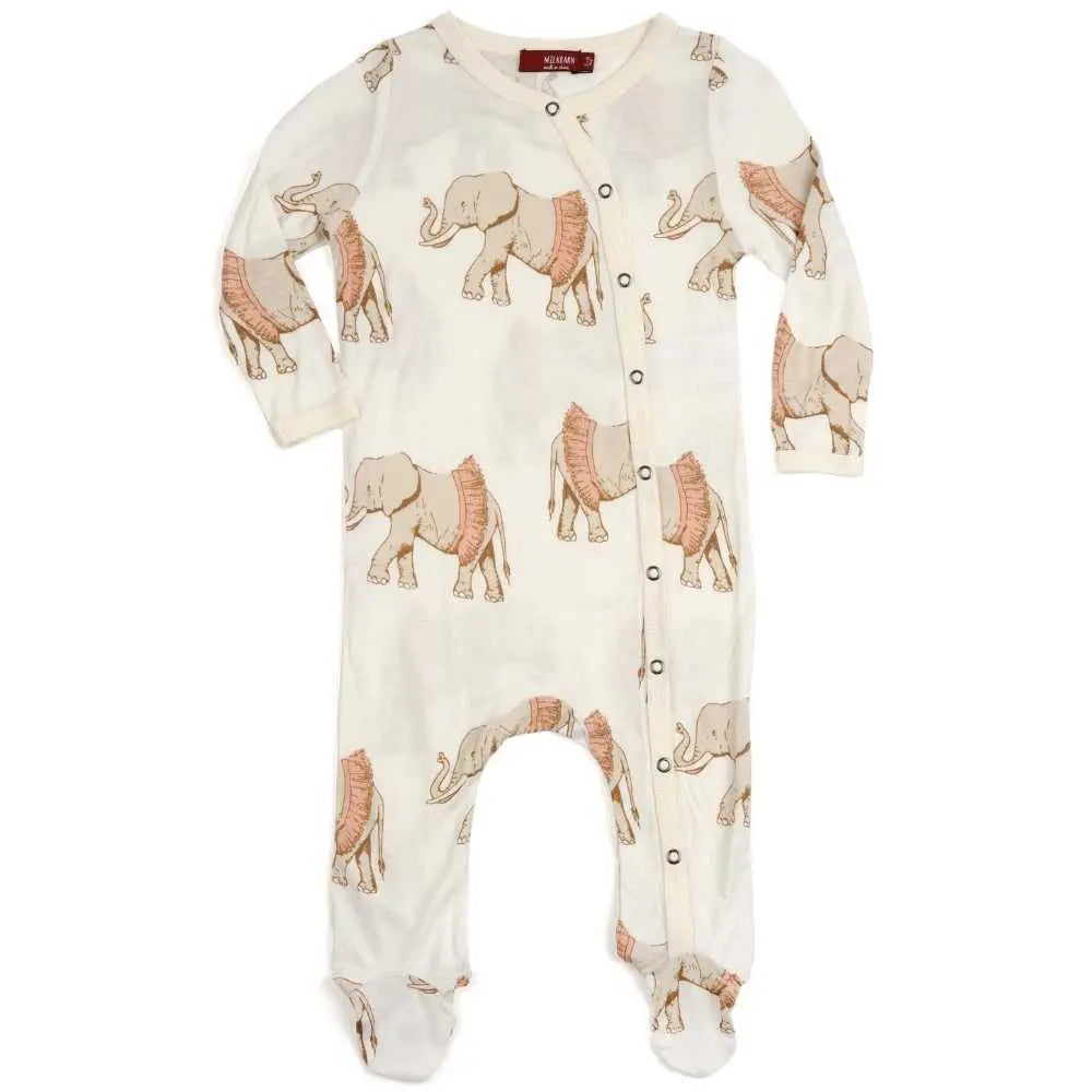 Milkbarn "Tutu Elephant" Bamboo Snap Footed Romper