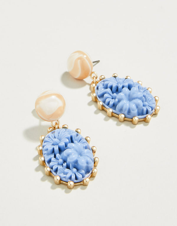 Spartina 449 Floral Cabochon Earrings- Blue