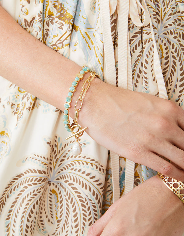Spartina 449 Alodie Toggle Bracelet-Gold/Pearl