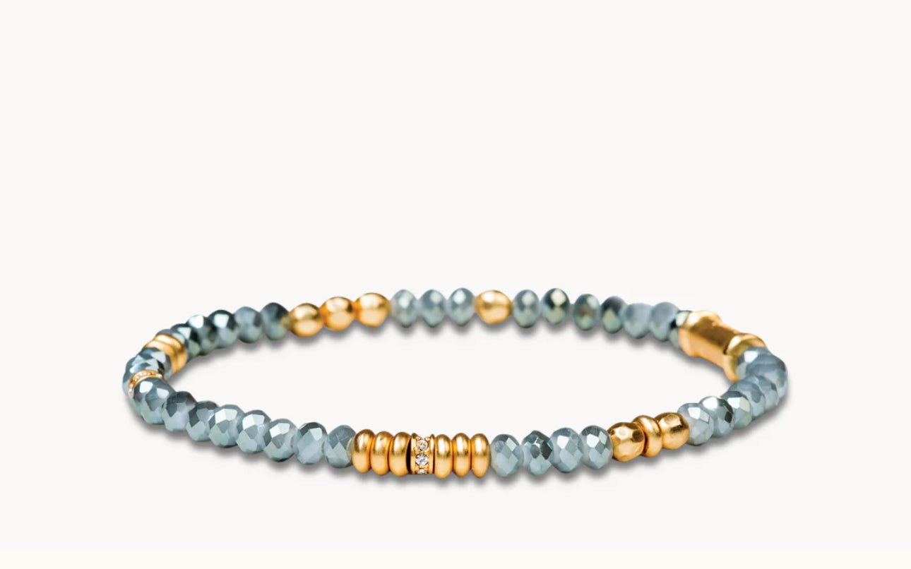 Spartina 449 Stretch Bracelet 4mm-Grey Blue