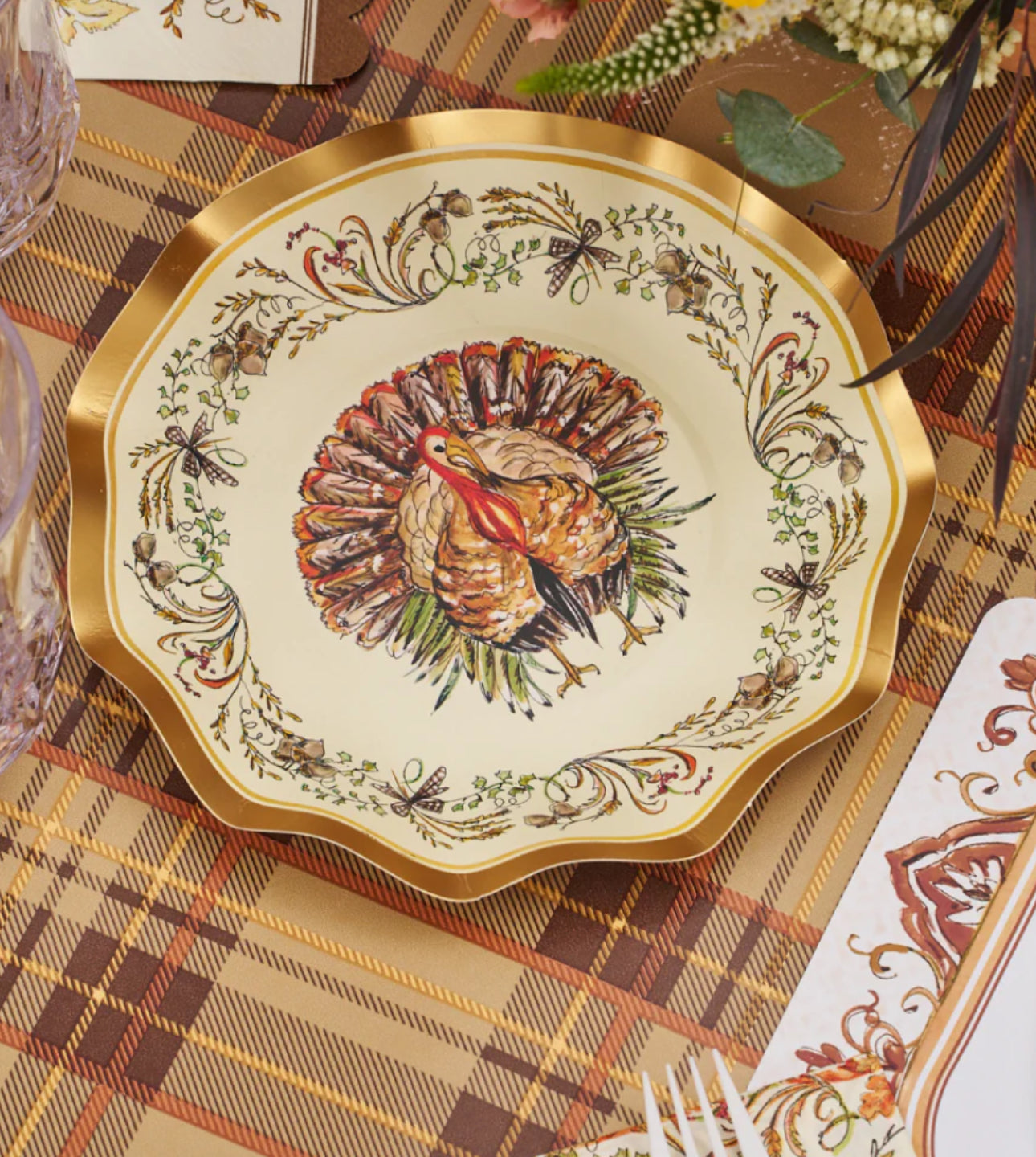 Sophistiplates “Turkey & Gourds” Wavy Appetizer/Dessert Bowl