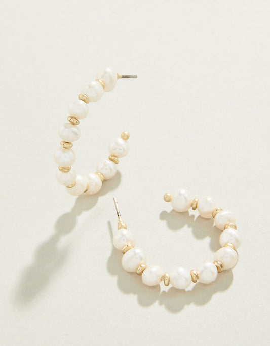 Spartina 449 Annabelle Beaded Hoop Earrings-Pearl