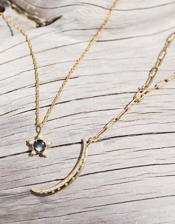 Spartina 449 Crescent Necklace 20"-Crystal