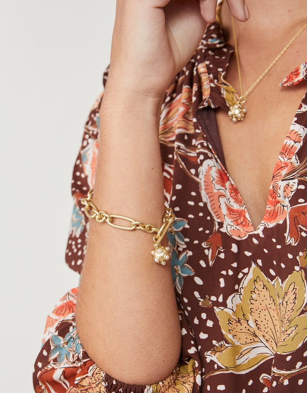 Spartina 449 Vintage Ball Toggle Bracelet-Pearl