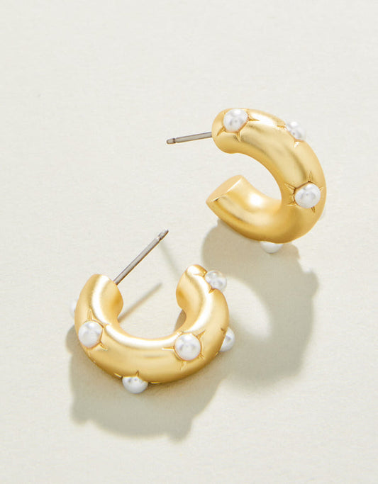 Spartina 449 Chubby Hoop Earrings-Pearl