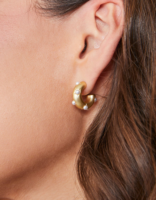 Spartina 449 Chubby Hoop Earrings-Pearl