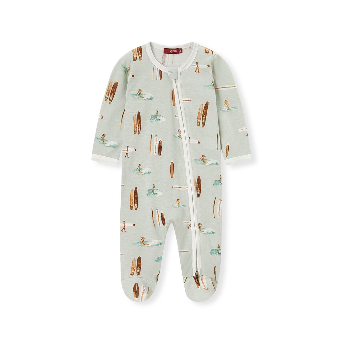 Milkbarn Kids "Vintage Surf" Bamboo Zipper Footed Romper