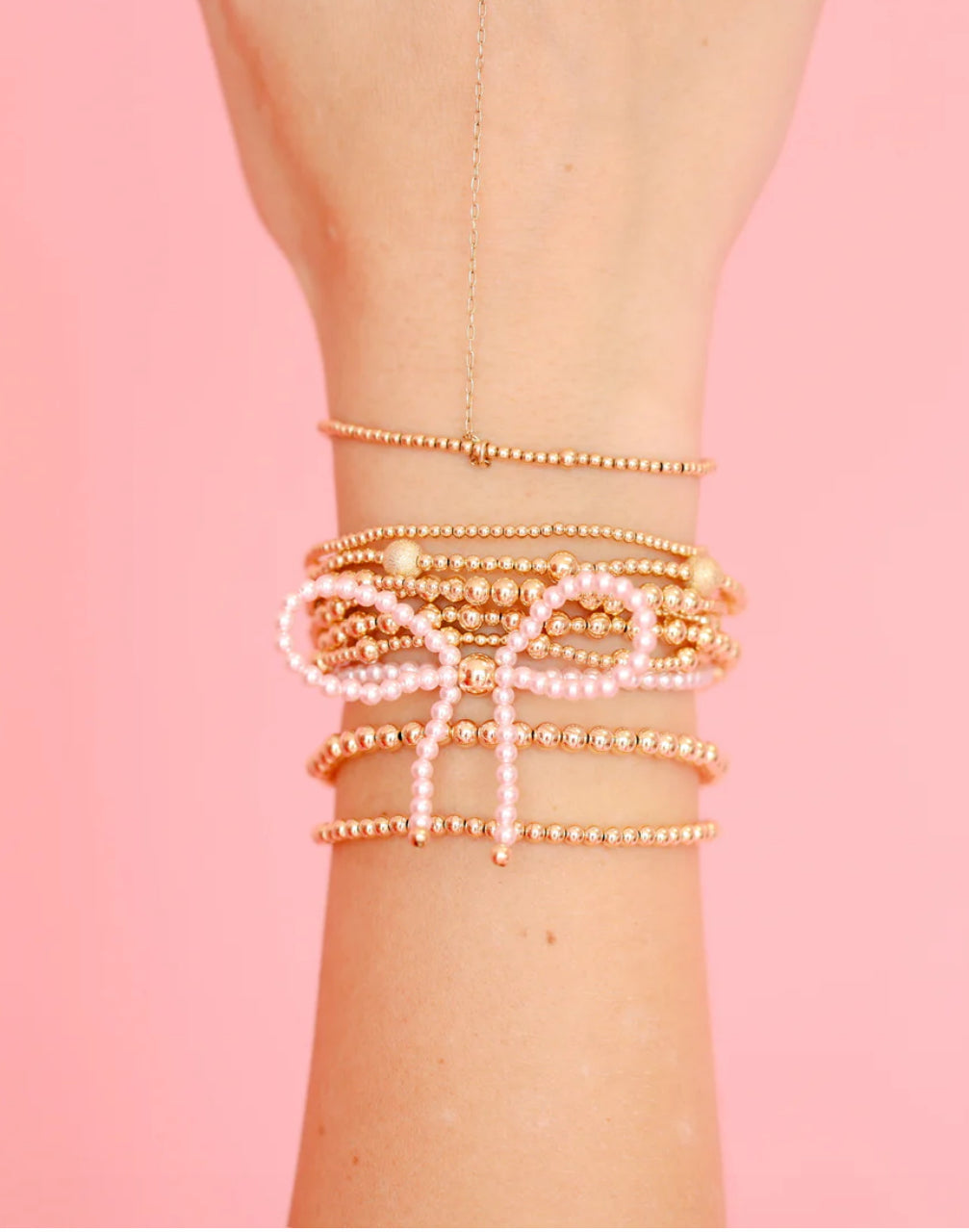 Beaded Blondes "Pink Bow" Bracelet-Standard 6.75"