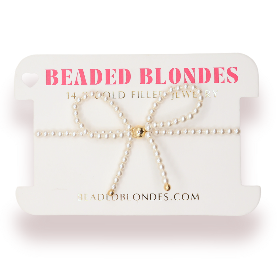Beaded Blondes "Pearl Bow" Bracelet-Standard 6.75"