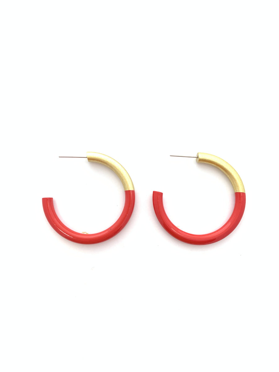 Accessory Jane "Liz" Medium Hoops-Real Red