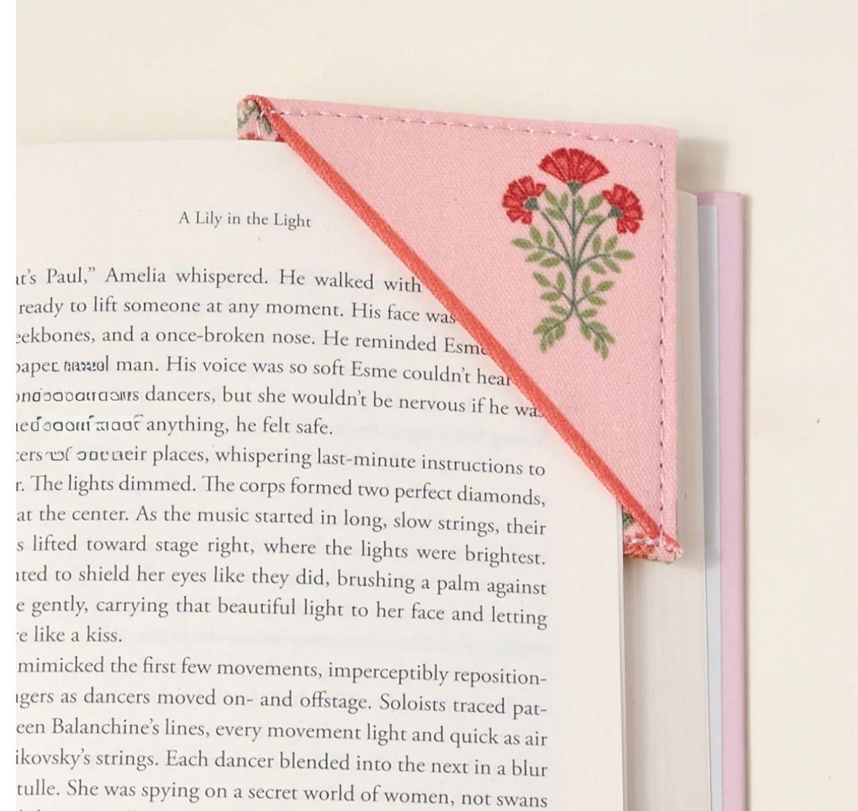 The Darling Effect Corner Keeper Fabric Bookmark-Everbloom Dusty Rose