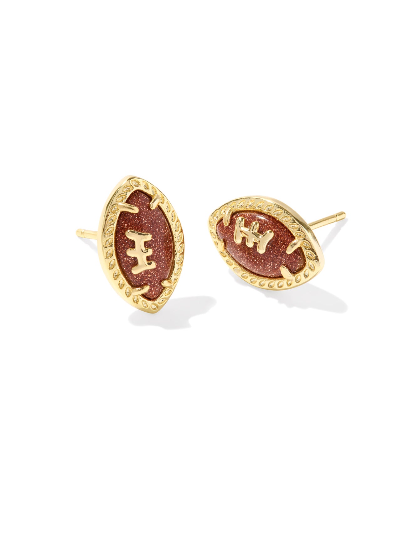 Kendra Scott Football Stud Earring-Gold Orange Goldstone