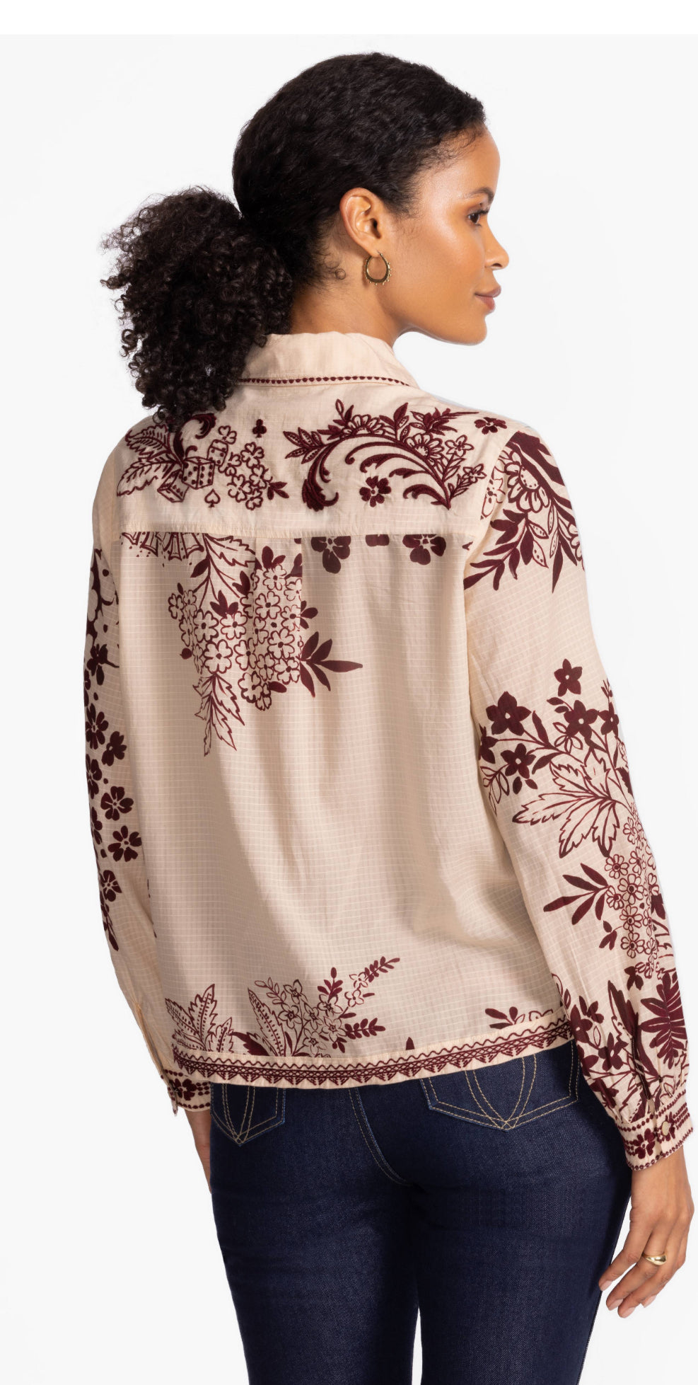 Johnny Was Open Neck Shirt-Aquijio