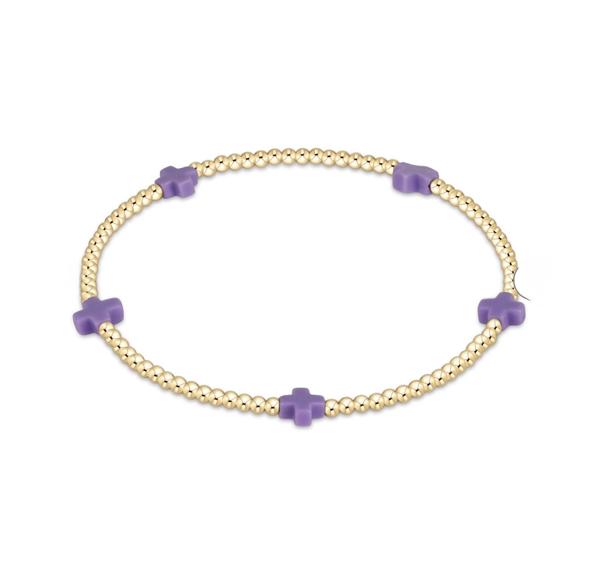 Enewton EGIRL "Signature Cross" Small Gold Pattern 2mm Bead Bracelet-Purple