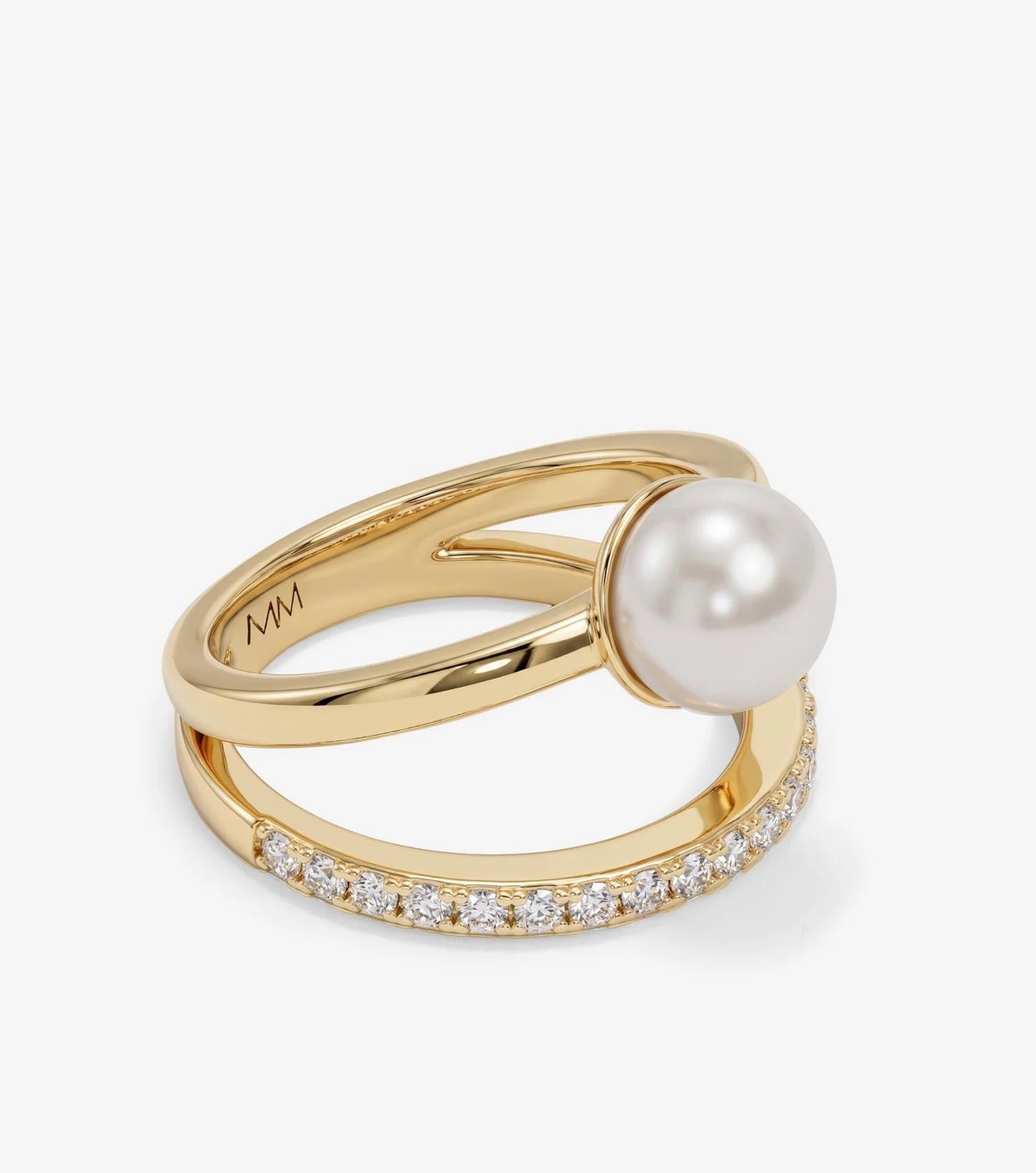Melinda Maria “Perfect Pearl” Stacked Ring-Gold