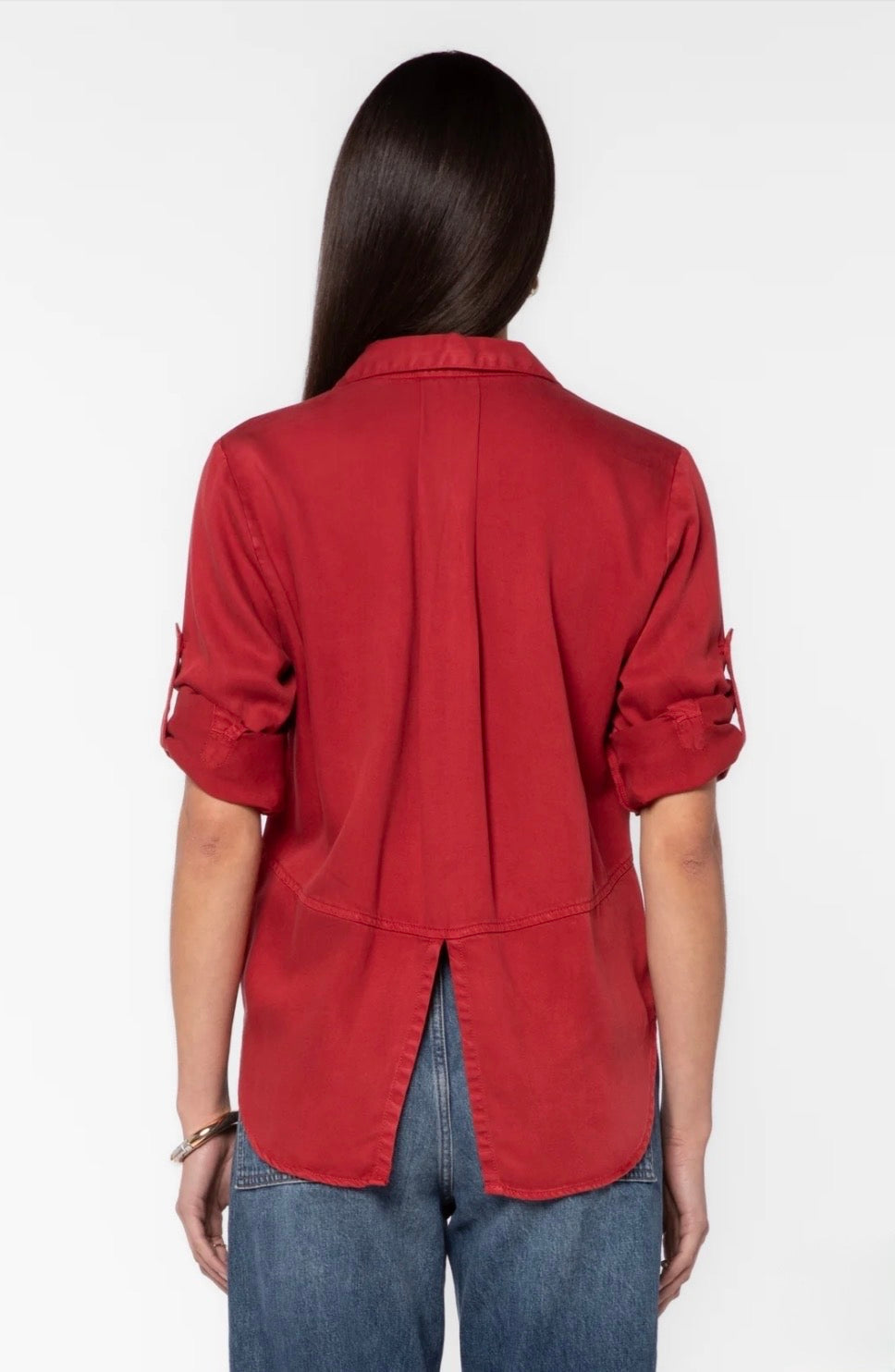 Velvet Heart "Riley" Rolled Tab Sleeve-Festive Red