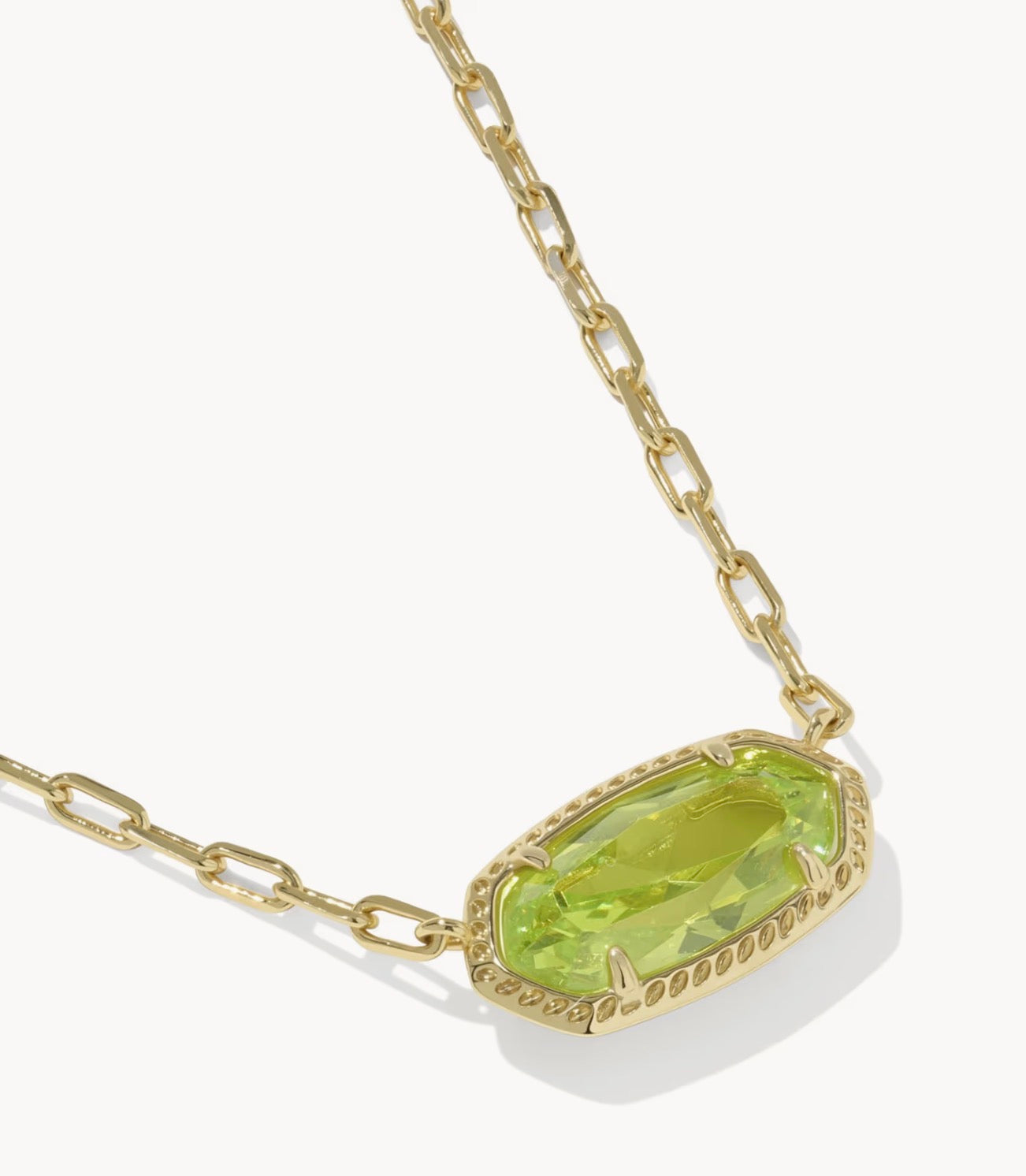 Kendra Scott Elisa Luxe Short Pendant Necklace-Gold Light Green CZ
