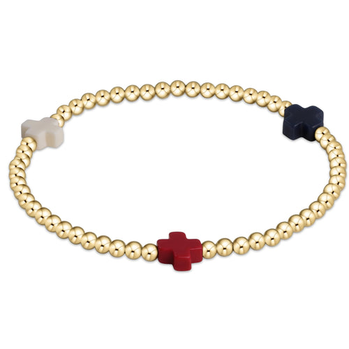Enewton Extends Signature Cross Gold Pattern 3mm Bead Bracelet-Firecracker