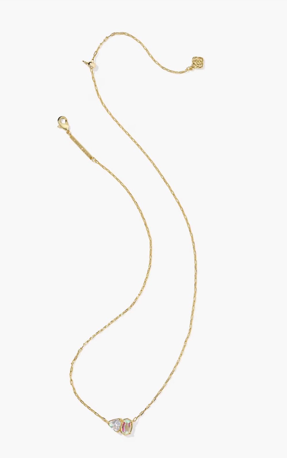 Kendra Scott Tatum Short Pendant Necklace-Gold White CZ Mix