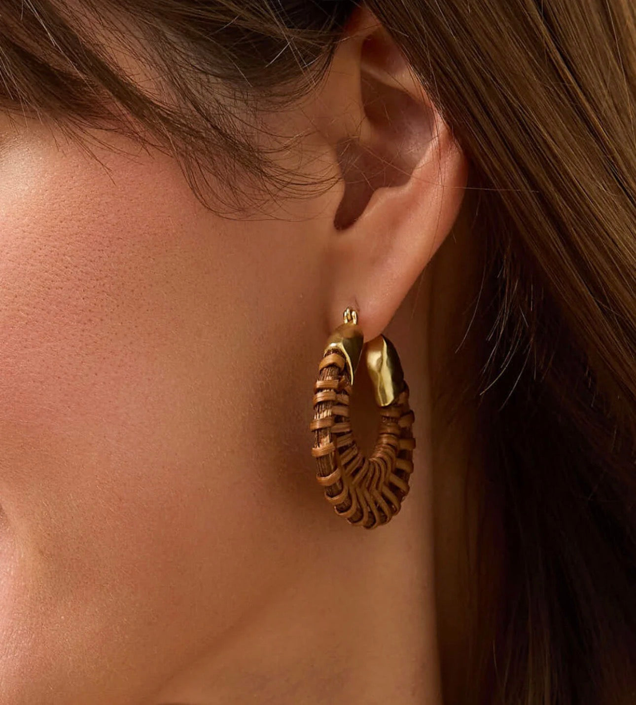 Spartina 449 Wicker Hoop Earrings -Brown