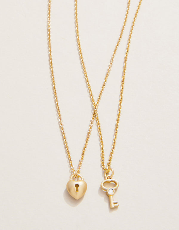 Spartina 449 Sea La Vie 18" Necklace - Best Friends/Heart Key (2 piece set) - Gold